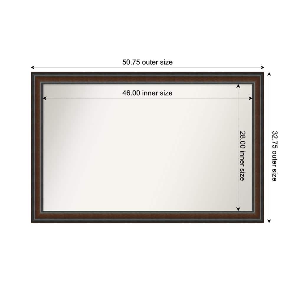 Cyprus Walnut 50.75 in. x 32.75 in. Custom Non-Beveled Wood Framed Bathroom Vantiy Wall Mirror price history on PriceWatchPro