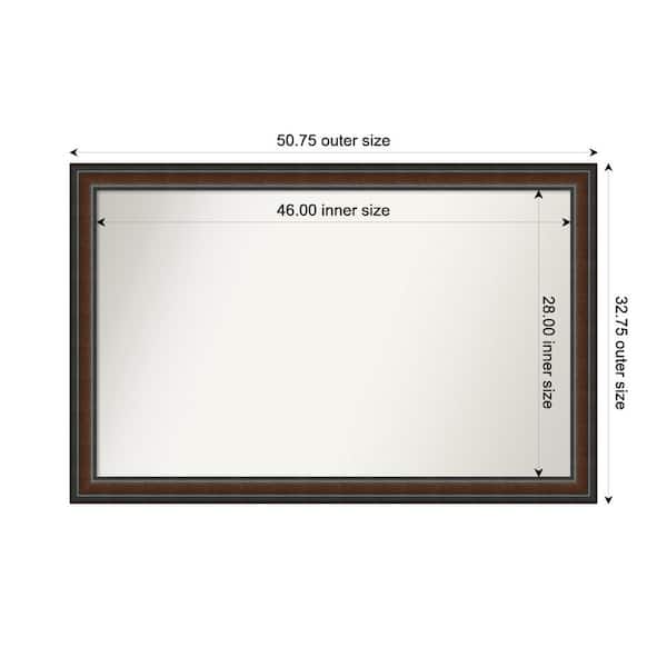 Amanti Art Cyprus Walnut 50.75 in. x 32.75 in. Custom Non-Beveled Wood Framed Bathroom Vantiy Wall Mirror