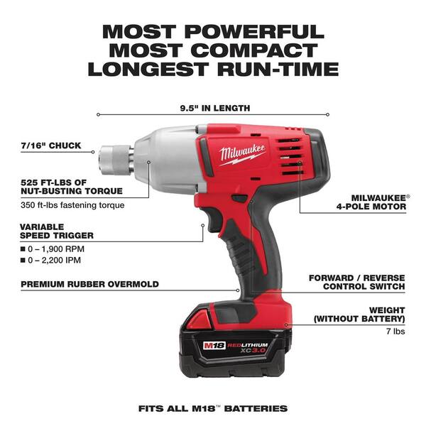 Milwaukee 2665-22 18-Volt M18 7/16-Inch Hex High Torque Impact Wrench-