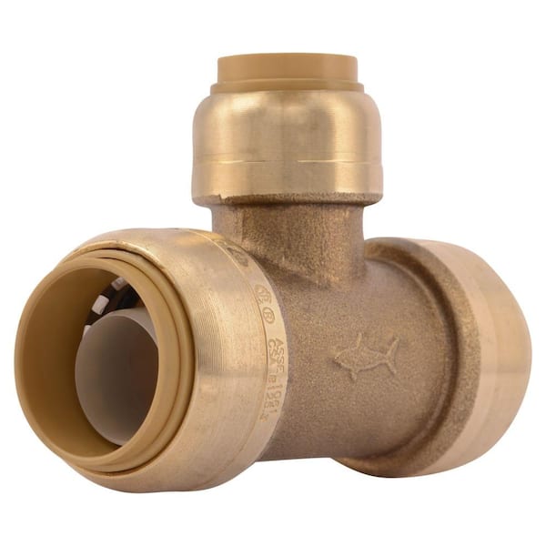 Push-Fit 3/8" x 3/8" x 1/2" Sharkbite Style Push to Connect LF Brass Tee 
