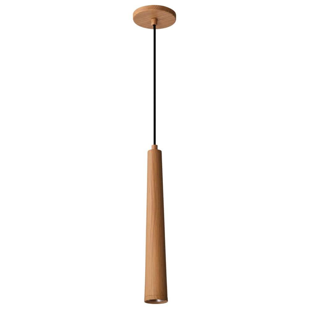 Melrose 12-Watt 1-Light Ash Wood Cylinder Integrated LED Mini Pendant Light with Clear Acrylic Shade price history on PriceWatchPro
