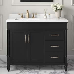 Salisbury 42 in. W x 22 in. D x 35 in. H Single Sink Bath Vanity in Impress Black with White Engineered Marble Top