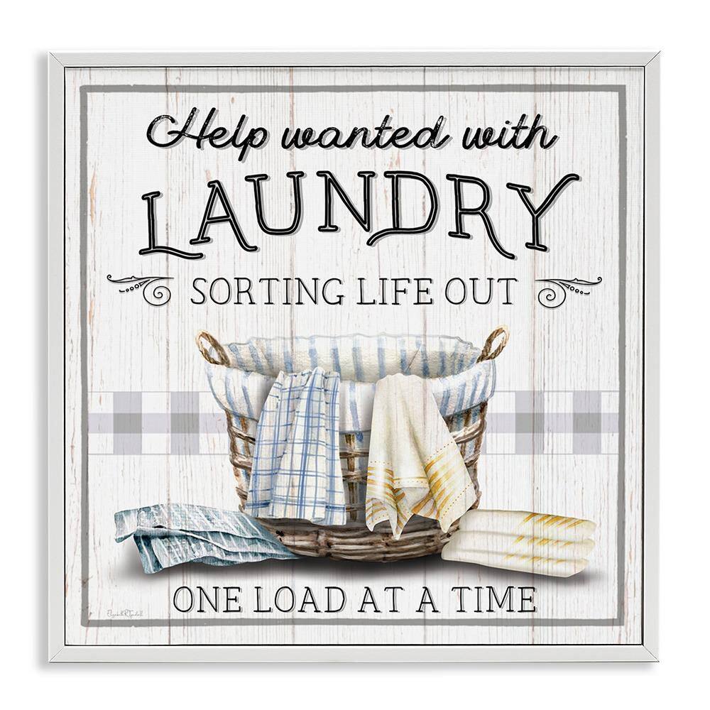 Help Wanted Laundry Basket by Elizabeth Tyndall 1 Piece White Framed Typography Giclee Art Print 12 in. x 12 in. price history on PriceWatchPro