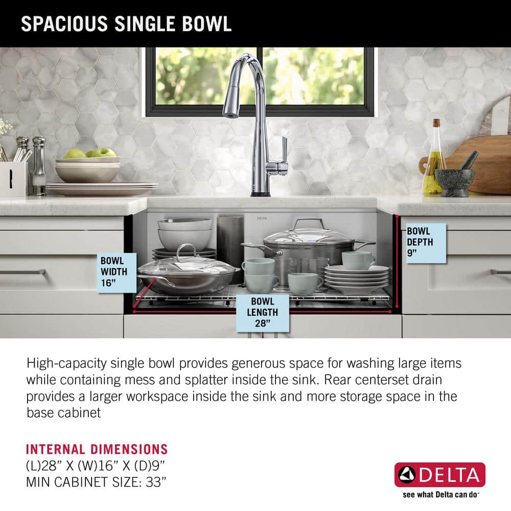 Delta 30-Inch Stainless Steel Workstation Undermount Kitchen Sink