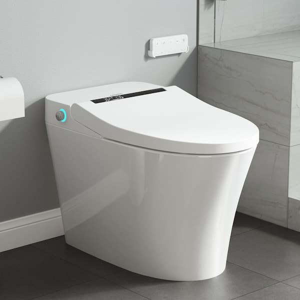 Elongated Smart Toilet Bidet 0.92/1.28 GPF in White with Multi Washing, Auto Open/Close/Flush, UV Sterilization