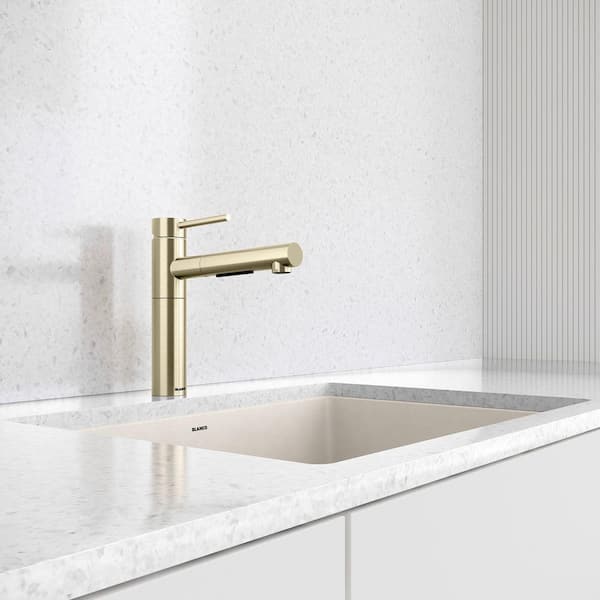 Blanco Alta II 8.9 in. H Pull Out Sprayer Kitchen Faucet in Satin