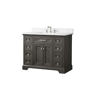 Thompson 42 in. W x 22 in. D Bath Vanity in Silver Gray with Engineered Stone Vanity in Carrara White with White Sink