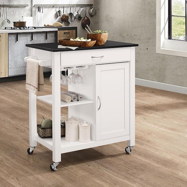 Acme Furniture Ottawa White Kitchen Cart with Towel Rack 98320 - The ...