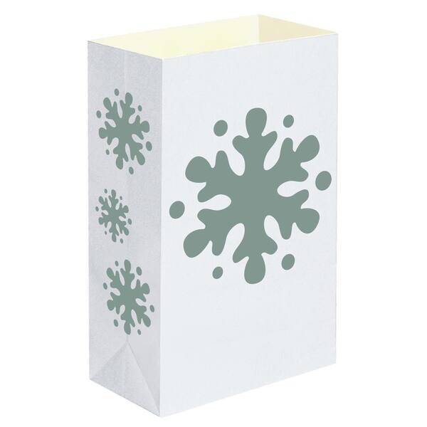 Snowflake Design White Christmas Holiday Decor Luminaria 30 Luminary Bags 