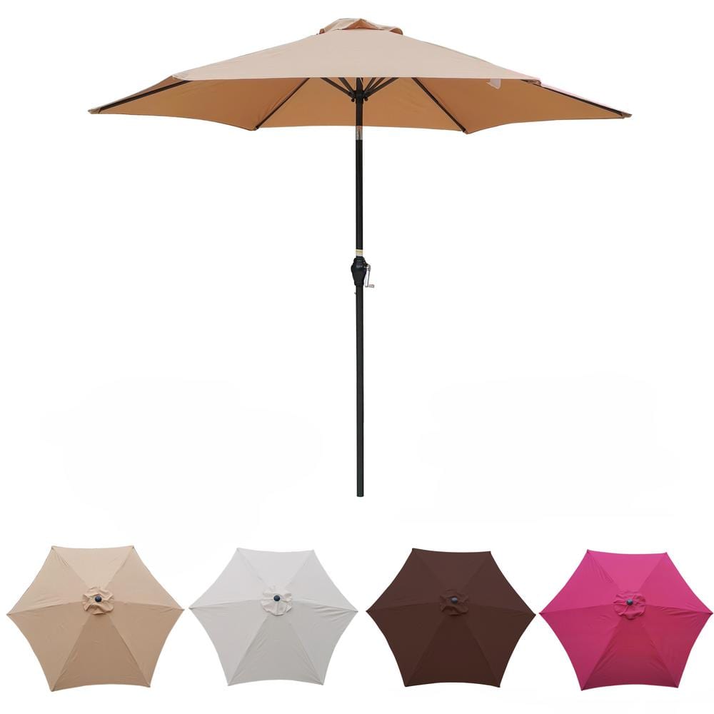 9 ft. Steel Market Crank and Tilt Patio Umbrella in Brown