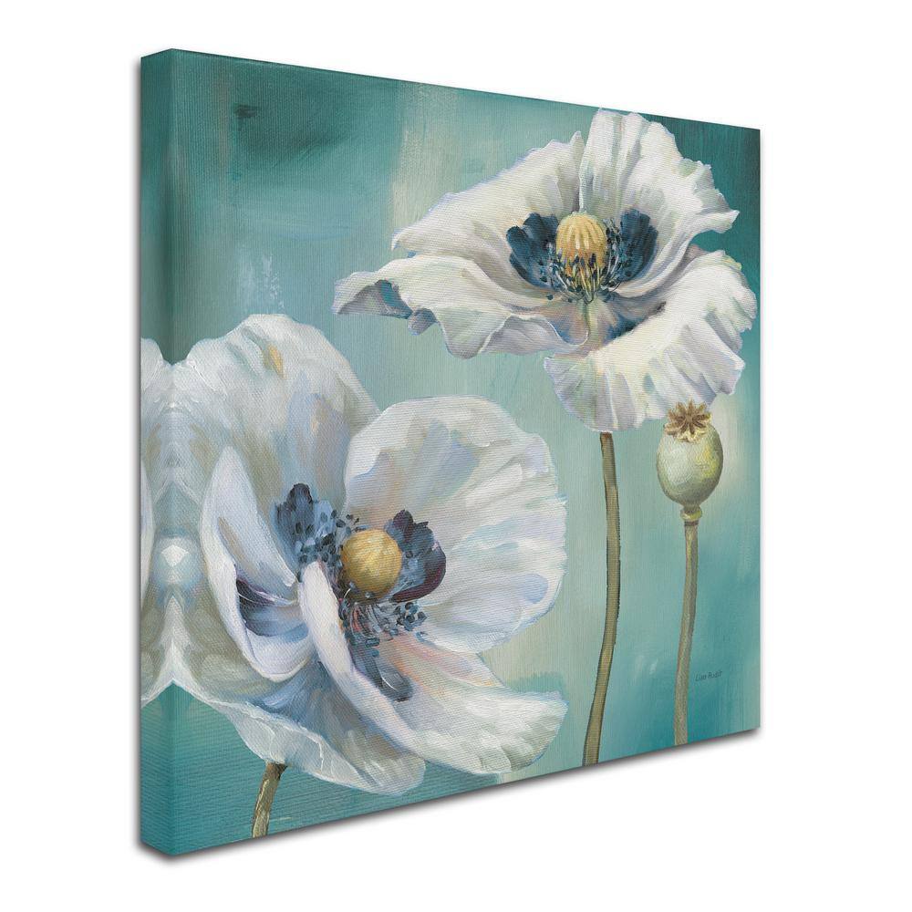 Teal and White Floral Canvas Art by Lisa Audit