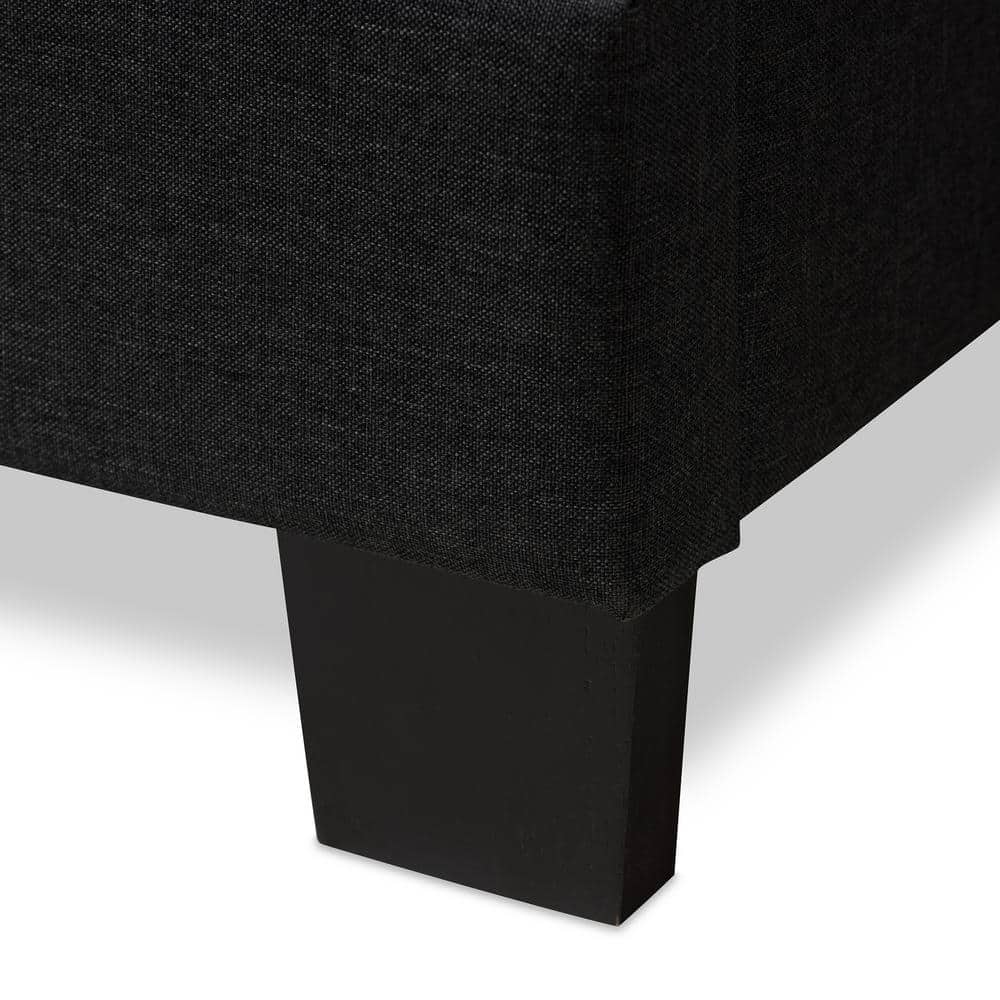 Full Size Black Upholstered Tufted Bed with Wood Frame