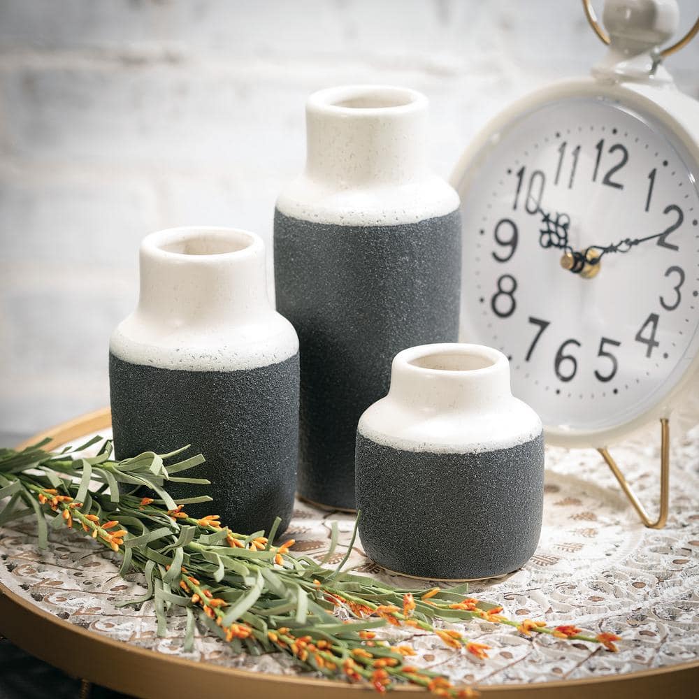 Trio of Timeless Ceramic Vases in White and Black