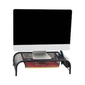 Network Collection Monitor Stand,1 Paper Tray and 2 Side Storage Compartments, Desk Organizer, Black