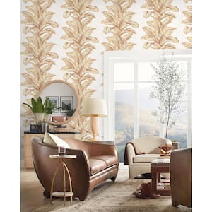 60.75 sq. ft. Coastal Haven Peachy Banana Springs Embossed Vinyl Unpasted Wallpaper Roll