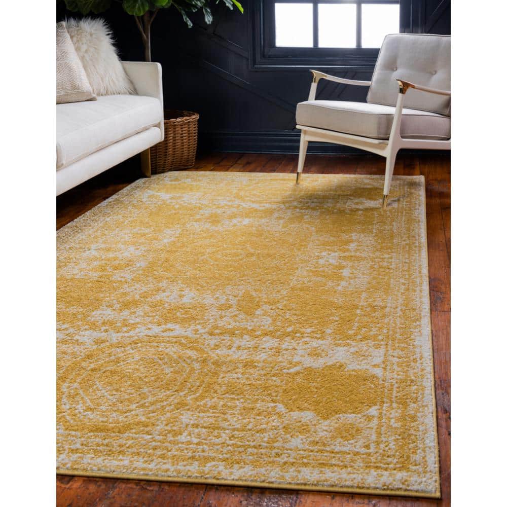 Bromley Vintage Yellow 9' x 12' Distressed Area Rug