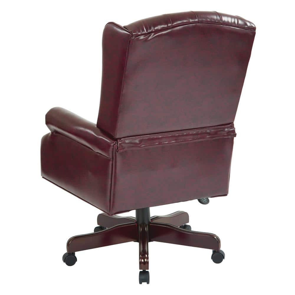 Brown High Back Executive Swivel Chair with Mahogany Base