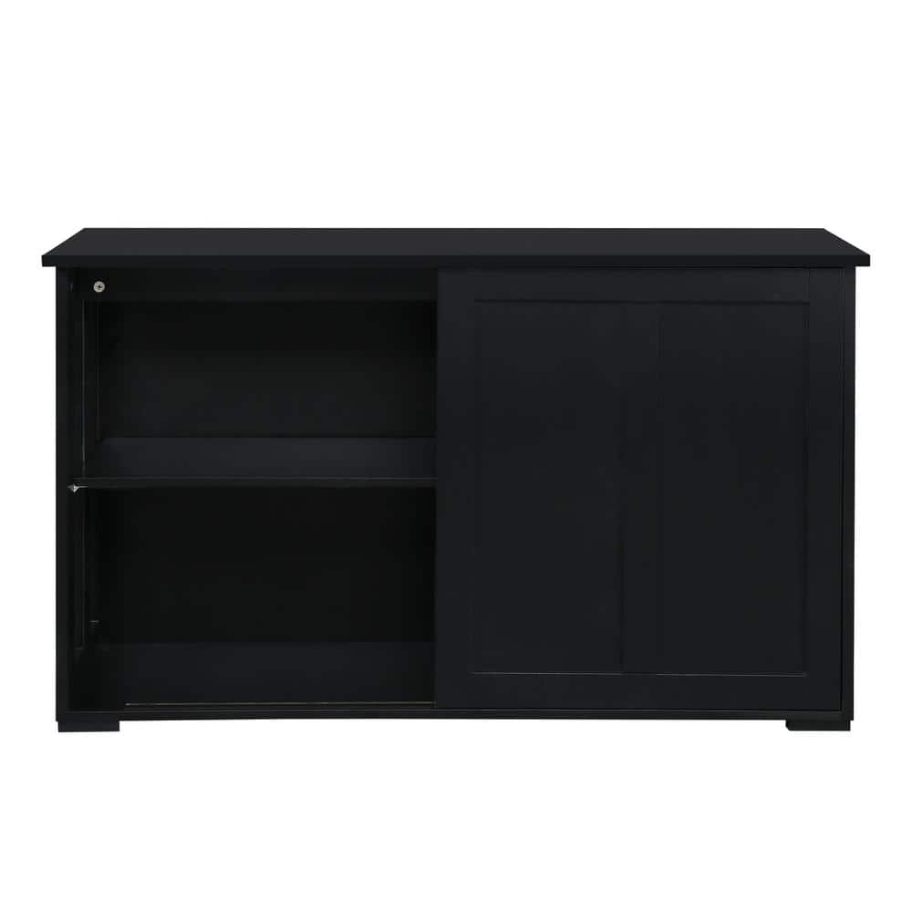 Karl home MDF Black Double Sliding Door Sideboard 303031706423 - The ...