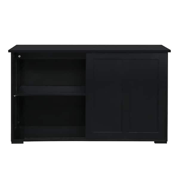 Karl home MDF Black Double Sliding Door Sideboard