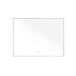 48 in. W x 36 in. H Rectangular Framed Wall Mounted Wall Bathroom Vanity Mirror in Gold