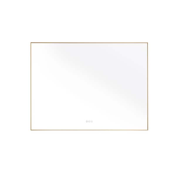 taholi 48 in. W x 36 in. H Rectangular Framed Wall Mounted Wall Bathroom Vanity Mirror in Gold