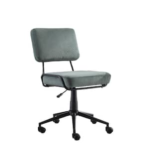 Adjustable Height Green Corduroy Seat Office Task Chair with Wheels