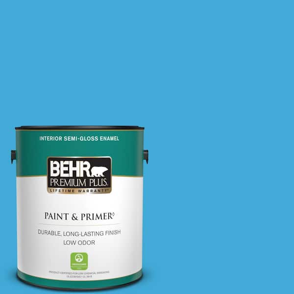 BEHR PREMIUM PLUS 1 gal. #550B-5 Windjammer Semi-Gloss Enamel Low Odor Interior Paint & Primer