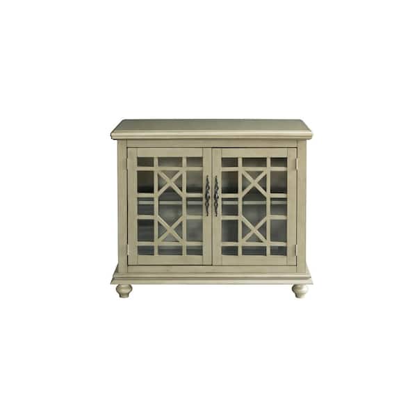 Martin Svensson Home Elegant Antique Silver Glass TV Stand Fits TVs Up to 42 in. with Adjustable Shelves