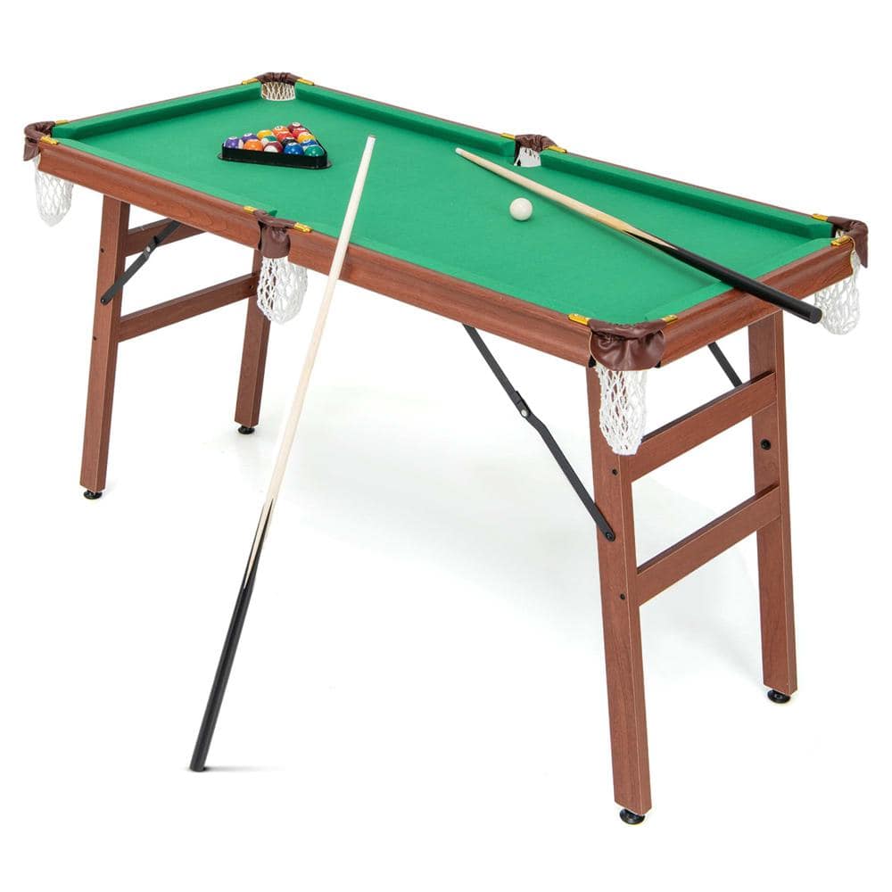 Costway 55.5 in. Folding Pool Table Set with Foldable Legs Adjustable ...