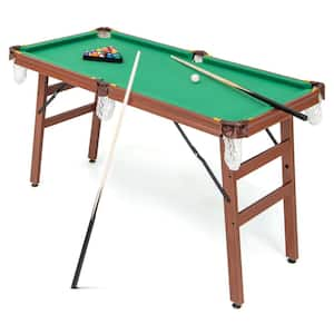 55.5 in. Folding Pool Table Set with Foldable Legs Adjustable Foot Levelers 2-Cues 2-Chalks