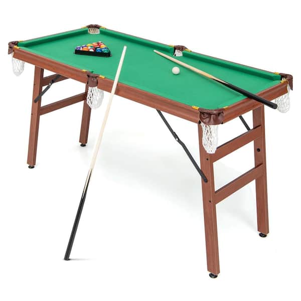 Costway 55.5 in. Folding Pool Table Set with Foldable Legs Adjustable Foot Levelers 2-Cues 2-Chalks