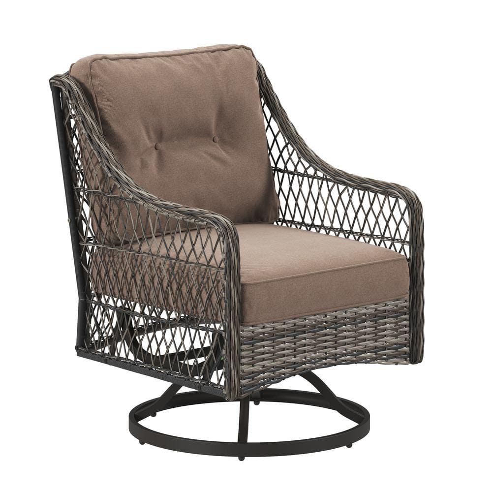 CORVUS Vasconia Outdoor HandWoven Resin Wicker Swivel Chair with Tan