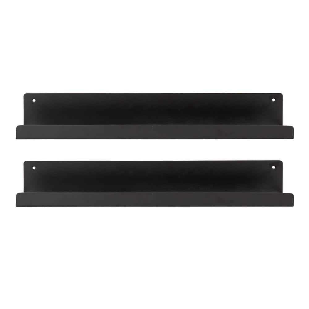 Mezzo 27'' Black Modern Metal Floating Wall Ledge Shelf Set