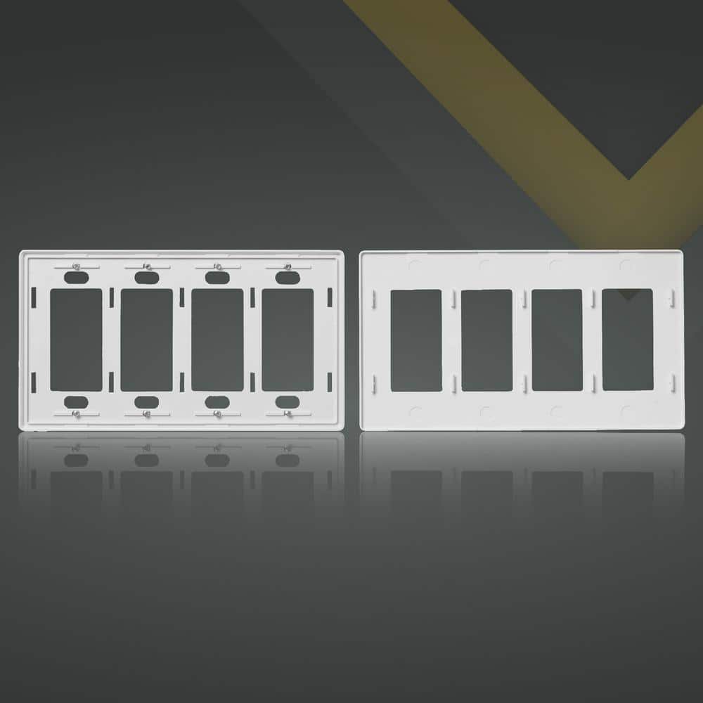 White 4-Gang Screwless Plastic Wall Plate
