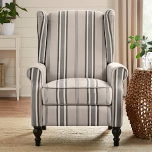Reedbury Tan Striped Upholstered Wingback Pushback Recliner