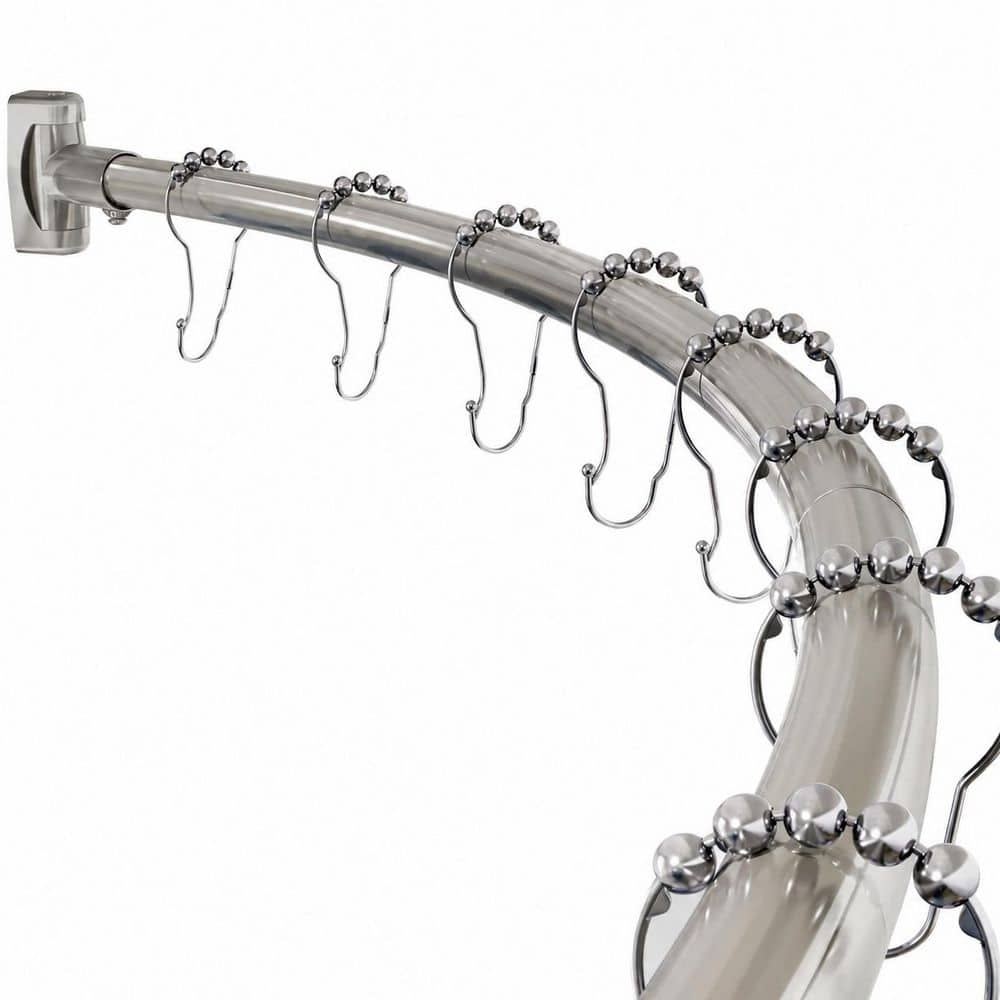Select Curtain Rods KHKFY 20 to 84 in. Nickel Curved Shower Curtain Rod, Adjustable ...