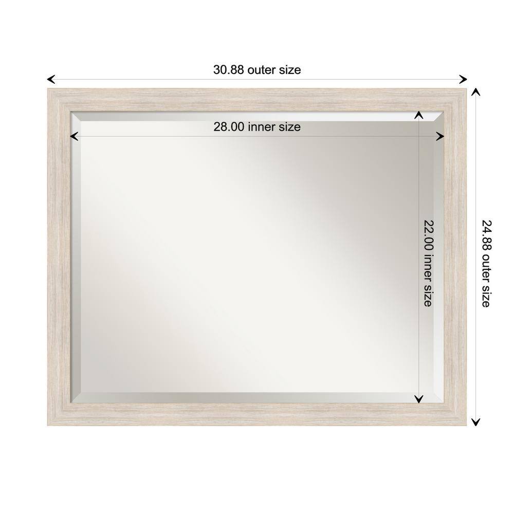 Hardwood Whitewash Rectangular Bathroom Vanity Wall Mirror