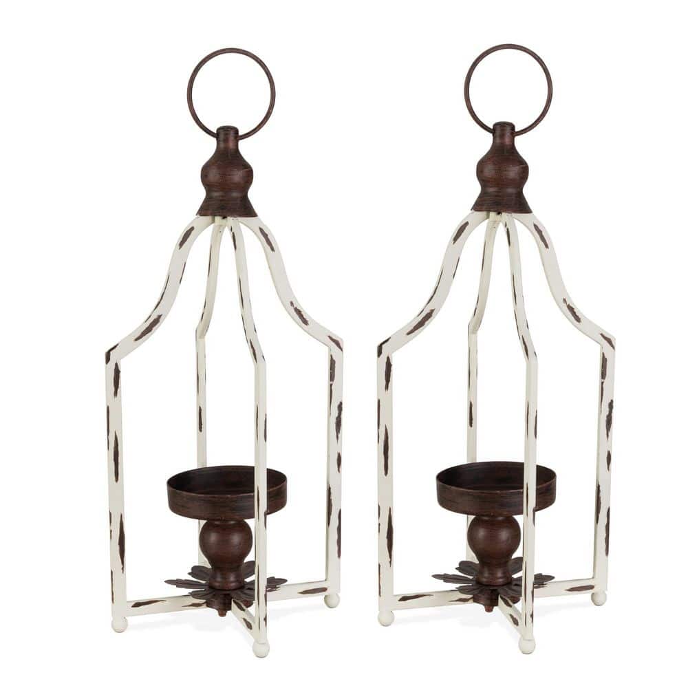 Glitzhome Same Size Candle Holder Farmhouse Metal Lantern (Set of 2 ...