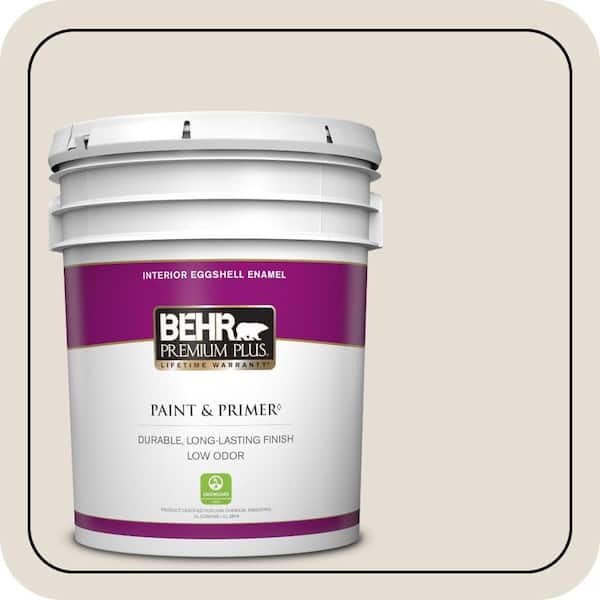 BEHR PREMIUM PLUS 5 gal. #PPU7-11 Cotton Knit Eggshell Enamel Low Odor Interior Paint & Primer