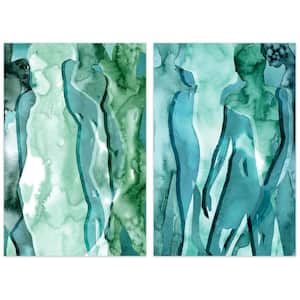 ''Water Women'' Glass Wall Art Printed on Frameless Free Floating Tempered Glass Panel