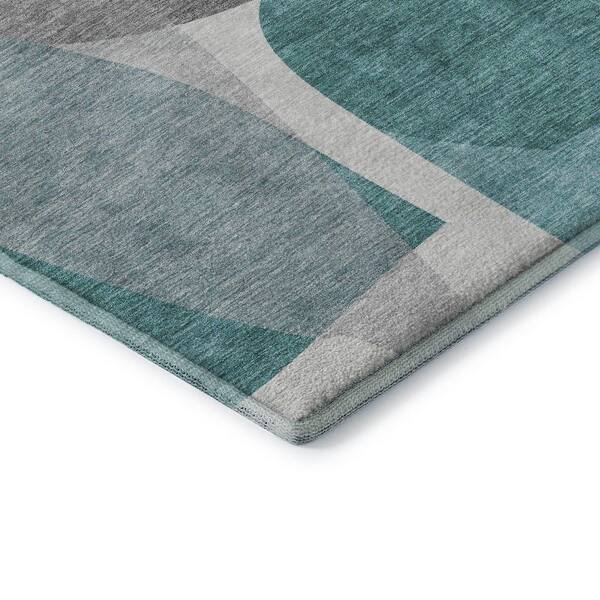 Mayfield Premium Machine Washable Abstract AMF2121 Teal 10 ft. x 14 ft. Area Rug