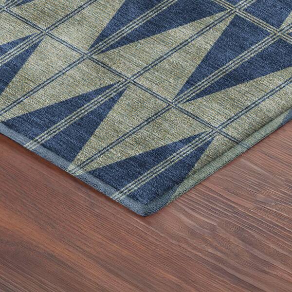 Mayfield Premium Machine Washable Abstract AMF2415 Navy 10 ft. x 14 ft. Area Rug