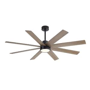 60 in. 8-Plywood Blades Indoor Black and Light Gray LED Ceiling Fan with Remote