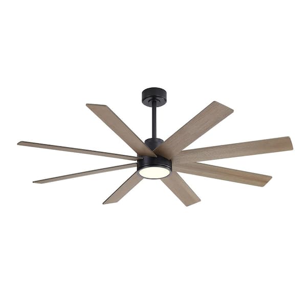 MLiAN 60 in. 8-Plywood Blades Indoor Black and Light Gray LED Ceiling Fan with Remote