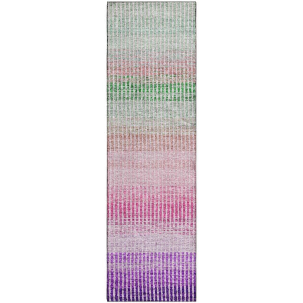 Mayfield Premium Machine Washable Abstract AMF2313 Purple 2 ft. x 7 ft. Runner Rug