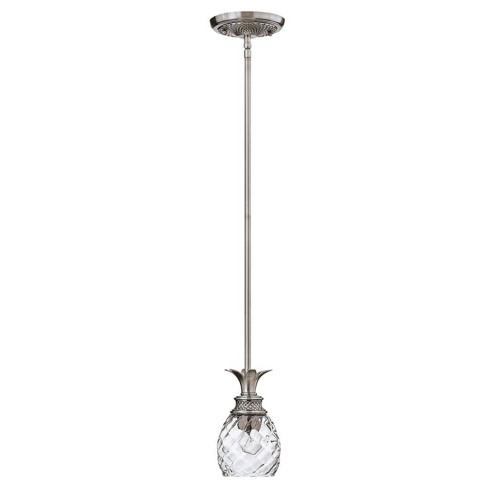Polished Antique Nickel Mini Pendant with Clear Glass Shade