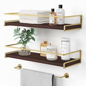 6 in. W x 16 in. D x 3 in. Solid Wood Floating Decorative Wall Shelf Set of 2