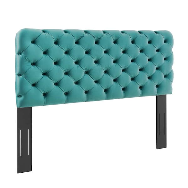 MODWAY Lizzy Tufted in Teal Twin Performance Velvet Headboard