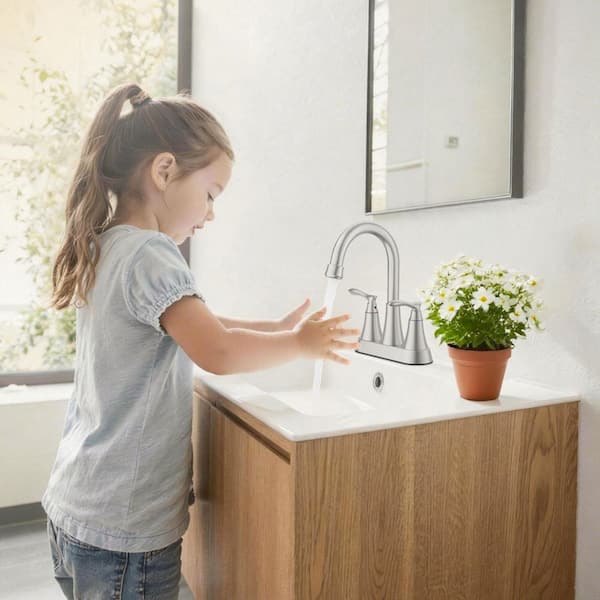 4 in. Centerset 2-Handle High-Arc Bathroom Faucet in Brushed Nickel