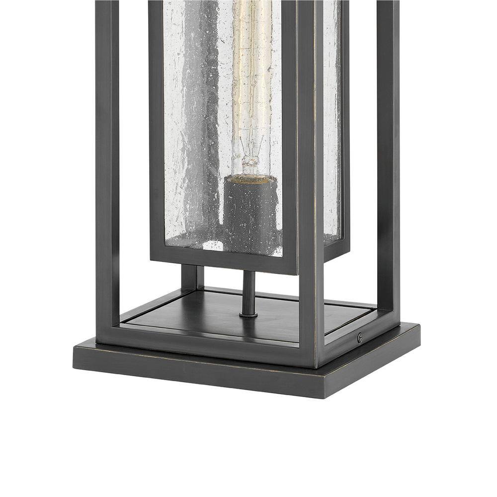 Oil Rubbed Bronze Outdoor Pier Mount Lantern with Clear Seedy Glass
